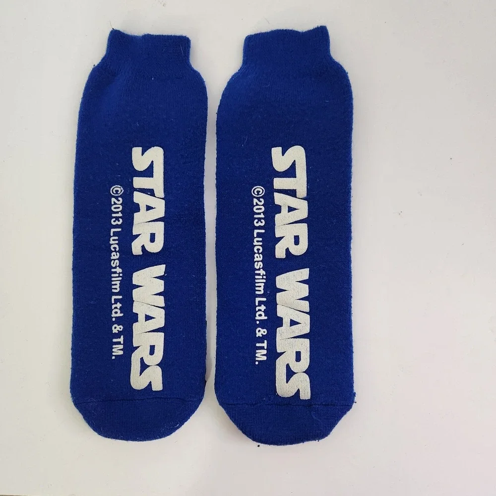 Star Wars C-3PO R2-D2 Darth Vader Royal Blue Sock Shoe Size 5-13 Ankle Movie